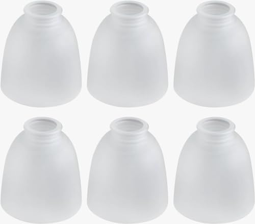 Ceiling Fans Glass Shade Replacements, 6-Pack Lampshades Light Shade Covers White Frosted Glass for Chandelier, 4.92High, 4.72Diameter, 1.65 Fitter, Bell Shaped Shade Globes