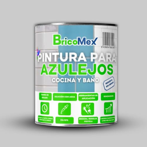 BRICOSALVAJE Pintura para Azulejos Acabado Mate | Gran Adherencia | Fácil Aplicación | Secado Rápido (750 ml, Gris)