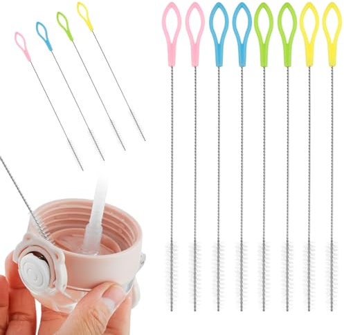 Jeffdad 12-Pack Straw Cleaning Brush, 20cm Long Straw Brush Soft Nylon Brush Cleaner Extra Long Straw Brush for Sippy Cups, Water Bottles and Tubes