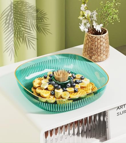 LANSKYLAN Obstschale Stilvoll Obstteller Modern Obstschalen Kunststoff Früchte Schale 23 * 23 * 6cm Plastikobstteller Obstkorb Lebensmittelqualität Kleine Obstschüssel Früchteschalen für Obst Gemüse