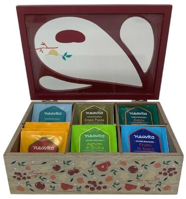 Neavita Natura e Benessere - Cofanetto in Legno Rosso, 30 tisane
