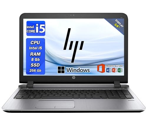 HP probook | Pc portatile notebook intel core i5 | Ram 8 Gb | SSD 256 GB | Display 14 | WiFi | Windows 11 Pro | Computer portatile Pronto all'uso (Ricondizionato)