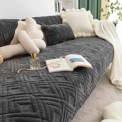 MTHGH Sofabezug Ecksofa L Form Sofa Überzug Sofaschoner rutschfest Couch Überzug 3 Sitzer Sofadecke Sofaschutz Katze Hund Couchbezug Sofa Überwurfdecke,blackC-90x90cm