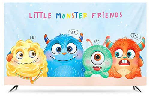 43 Interior TV Cover, Cartoon Pictures Polyester Fabric Environmentally Friendly Printing and Dyeing Dustproof and Waterproof for Flat Curved TV, Smart TVs (Color : A, Size : 60)