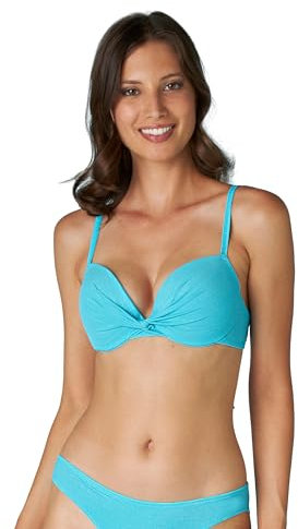 Lovable Bikini Reggiseno con Ferretto Push-up Plain Lurex Donna, Azzurro, 80C