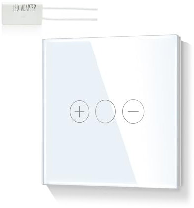 LIAONFOY Normal Touch Dimmer Switch, White, 700W, 10A, 250V, Touch Control, ON-OFF, 1-Way, Flush-Mounted, Glass Touch Screen, LED Dimmer Light Switch