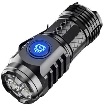 YAOJIWANG Lampe de poche LED Compact LE1000 extrêmement lumineuse Mini lampe de poche zoomable alimentée par batterie Lampe de poche portable étanche Camping Randonnée Lumières à main d'urgence