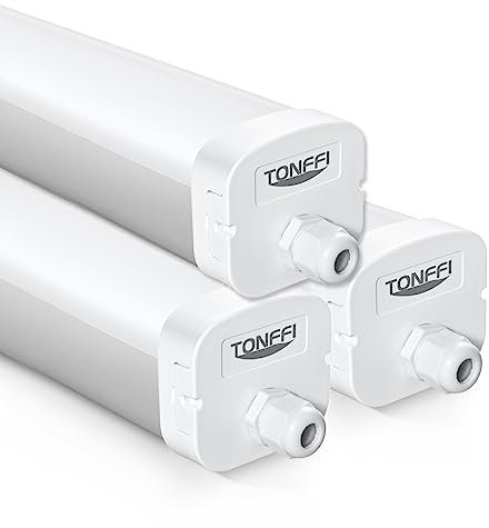TONFFI 3 Stück LED Feuchtraumleuchte 60W 7200LM, 155cm LED Feuchtraumlampe Röhre, IP65 Wasserfest Wannenleuchte Werkstattlampe für Keller Garage Feuchtraum Büro, Neutralweiß 4000K