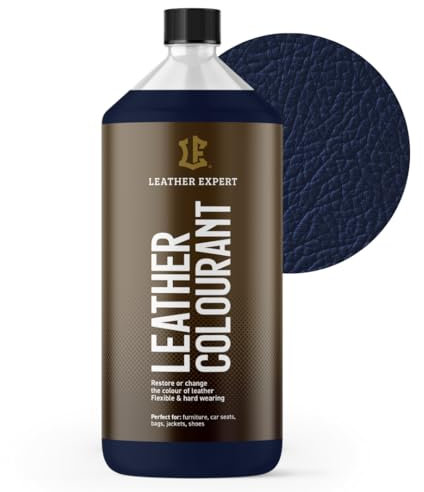 Sehr Deckend Wasser Lederfarbe Dunkelblau - 1L Leather Paint für Natur und ÖkoLeder - Leather Dye Ohne Alkohol für alle Lederaccessoires - Reißt oder Blättert Nicht ab