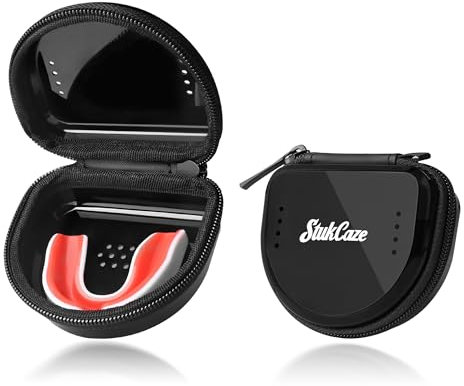 stukcaze Mundschutztasche mit Reißverschluss, tragbare Tragetasche für Jugendliche, Fußball, Mundschutz, atmungsaktiver Mundschutz Boxen mit Kletterclip, Reiseaufbewahrung, Mundschutzhülle,