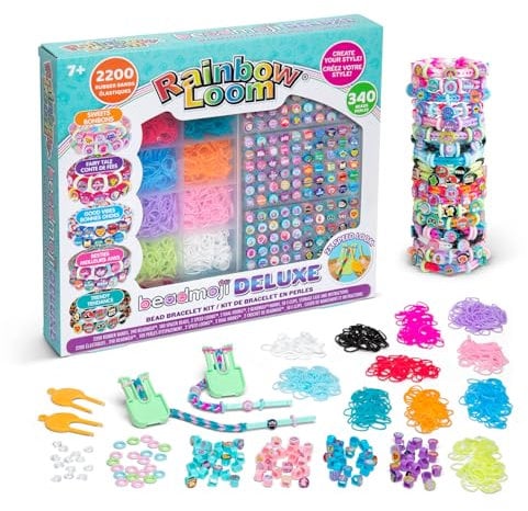 Bandai Beadmoji Deluxe Kit | Bracelet Maker with Unique Messaging Beads | Fun and Trendy Themes | Rubber Bands and Beadmoji Beads for Creative Accessories | Craft Kit for Boys and Girls