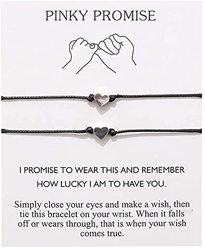 PULABO 2Pcs Herz Paar Armband Handgemachte Ehepartner Passende Handgelenkkette Verstellbare Freundschaftsbandage Spitze Armband mit Karte Geschenk Schmuck für Damen Herren Accessoires