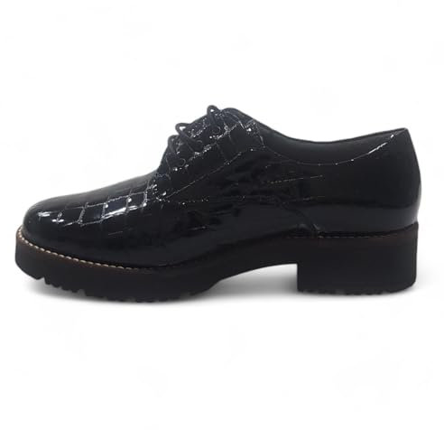 PITILLOS 10081 Blucher Charol con impresión Estilo Serpiente para: Mujer Color: Negro Talla: 39