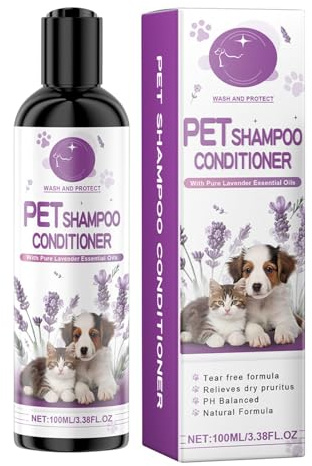 Shampoo und Spülung für Haustiere, Shampoo und Spülung für Tiere | Natürliches Hundeshampoo mit Lavendel, 100 ml – Zubehör für Haustiere