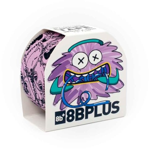 8BPLUS Bande adhésive pour doigts, d'escalade, 38 mm x 10 m, puissante, pour l'escalade, le blocage, la musculation, le volley-ball, le handball, les arts martiaux (violet avec imprimé)