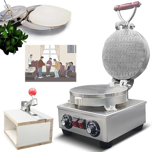 Communion Bread Maker with Cutter, Removable Electric Stainless Steel Bake Bread Machine, Adjustable Upper/lower Cover Independent Temperature 50-300°C, 360° Even Baking, for Church Ceremony
