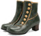 2024 Nuovi Stivaletti Con Bottone Stivali Corti Da Donna Con Volant Booties Con Punta Tonda Autunno Inverno Ankle Boots In Pelle PU Con Tacco Largo Scarpe Alla Caviglia Medievali Retrò(Green,36 EU)