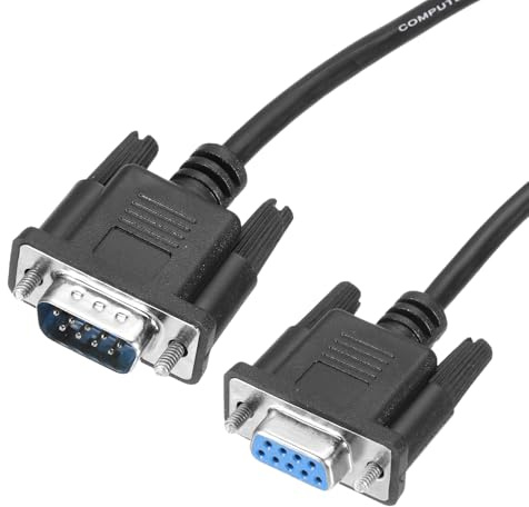 sourcing map 6.6 ft DB9 RS232 Serial Cable, Straight Through RS-232 Male to Female 9 Pin Extension Cable for Data Communication, Black