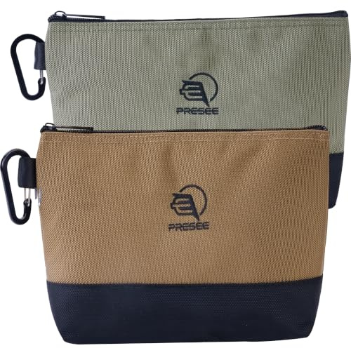 PRESEE 2-Pack 10.5 Heavy-Duty Tool Pouch, 1680D Nylon, Zipper, Green Khaki