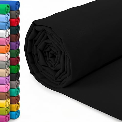 A-Express 100% Baumwollstoff - 150 cm (60 Zoll) Breit – Uni Baumwoll stoff Meterware - Ideal für Patchwork, Nähen, Vorhang, Futter, Bettwäsche, Schneiderei, Kissenbezüge - Schwarz 0.5 Meter