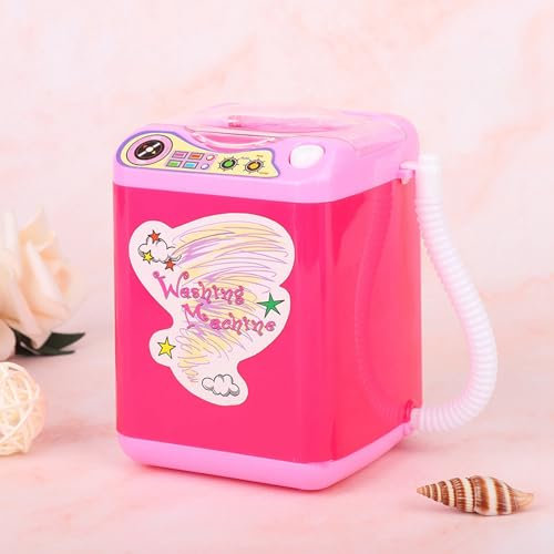 Saluaqui Mini Lavatrice per Spazzole per Trucco Elettrico - Rosso - Design Altamente Simulato con Acqua e Funzioni di Disidratazione Facile Pulizia (Rosa rossa)