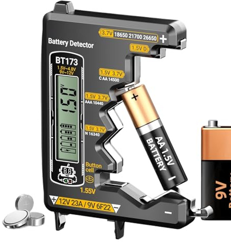 Battery Voltage Tester – Precision Measurement Tool, Easy-to-Read Screen, Wide Range Battery Analyzer | Portable Detector for Household Electronics, Outdoor Gadgets, Remote Controls, Automotive Use