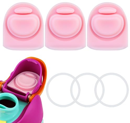 Frokolla 3 Sets Replacement Stopper and O Ring Gasket Compatible with Owala FreeSip 24oz 32oz,Water Bottle Lid Insert Cap Silicone Seal Parts for Owala 16/19/24/32/40oz Mouthpiece Accessories(Pink)