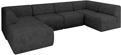 ALTDECOR Ecksofa in U-Form Corner Sofa Bett Eckcouch Couch L-Form Wohnlandschaft Cauchsofa MOVO 345x180x78 Dunkelgrau