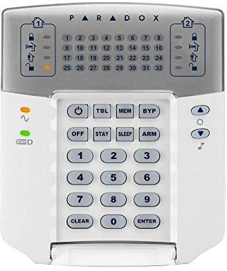 PARADOX K32+ Tastiera con indicatori LED 32 zone e sportello verticale di protezione dei tasti