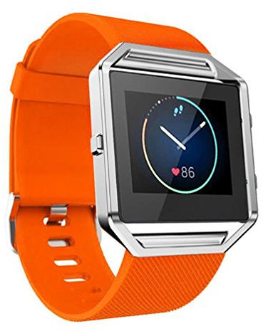 TopTen, Ersatz-Armband für Fitbit-Blaze-Smartwatch, verstellbar, aus weichem Silikon M orange
