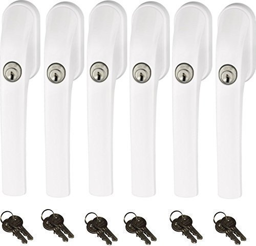 Abus FG300 abschließbarer Fenstergriff, weiß, im Set 6 Stück alle gleichschließend AL0125 mit insgesamt 12 Schlüssel