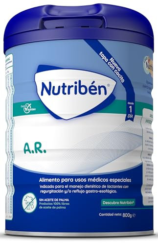 Nutribén AR - Leche en Polvo Bebé AntiReflujo y AntiRegurgitación desde el Primer Día | sin Aceite de Palma | con Cacito Dosificador Incluido más Higiénico | 1 Bote de 800g