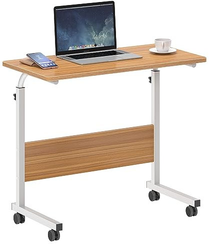 SogesHome Table d'appoint à roulettes Table d'ordinateur Mobile Petit Bureau Roulant pour Canapé-Lit Hôpital, 80 × 40 cm