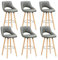 WOLTU Tabouret Bar, Lot de 6, Chaise Haute Bar, Tabouret Haut avec Dossier et Repose-Pieds, Cadre en Bois, Siège en Similicuir, Gris, BH111gr-6