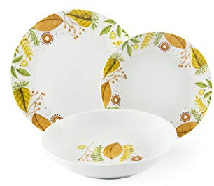 Excelsa Autumn Leaves - Vajilla de 18 piezas, porcelana