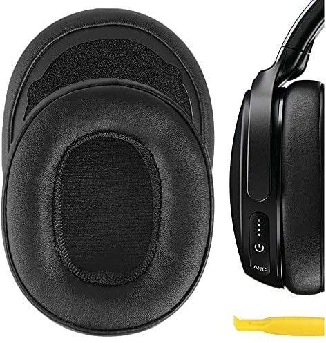 Geekria QuickFit Protein Leather Replacement Ear Pads for Skullcandy Venue Wireless ANC Headphones Ear Cushions, Headset Earpads, Ear Cups Repair Parts (Black)