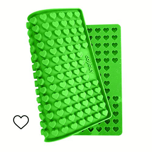 Collory Backmatte Hundekekse für MINI (1,5cm) HERZ FORM Leckerlis, Silikon Backform, Pralinenform, Schokoladenform, Hitzebeständig, Lebensmittelecht & Bpa-frei