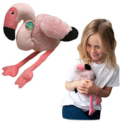 EcoBuddiez - Flamingo von Deluxebase. Mittelgroß 26cm weiches Plüschtier aus recycelten Plastikflaschen. Umweltfreundliches kuscheliges Geschenk für Kinder und süß Stofftier für Kleinkinder.