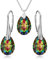 Panda-Jewellery Ohrringe Silber 925 Hängend - Kette Damen mit Anhänger - Schmuck Set für Sie - mit Kristallen - Ohrringe Hängend und Halskette Damen Silber 925 in Form eines Tropfes (Vitrail Medium)
