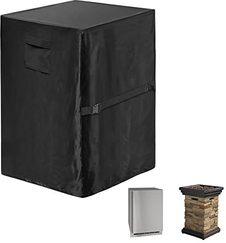 WOMACO Abdeckung für Terrassen-Feuersäule, 53.3 cm, wasserdicht, für den Außenbereich, hohe Feuerstelle, wasserabweisende Kühlschrankabdeckung (53.3 cm Lx53.3 cm Bx76.2 cm H, Schwarz)