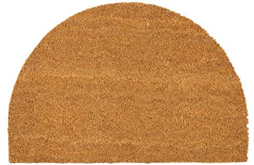 Nicola Spring Half Moon Coir Door Mat - 60 x 40cm - Classic - Pack of 1 - Decorative Indoor Front Door Floor Mat Entry Dirt Trapper Rug Outdoor Boot Scraper Non Slip Backing Doormat