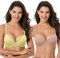Curve Muse Women's Underwire Plus Size Push Up Add 1 and a Half Cup Lace Bras -2PK-Pink,Yellow-32C (EU:70C)