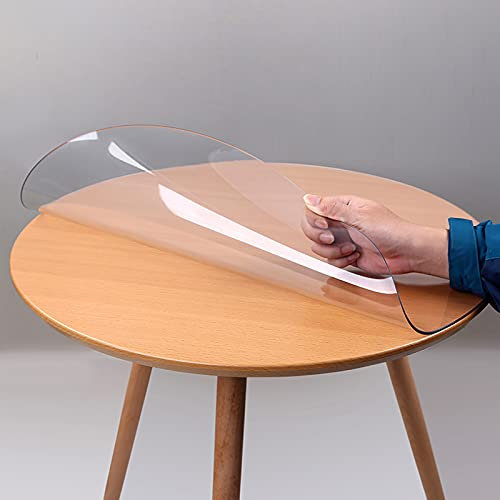 Zlovne Runde Home Desk Transparente Tischdecke,1mm Dicke Tischdecke Tischfolie,Esszimmer Tabelle Beschützer,Verbrühungsschutz und Keine Verfärbung Schutzfolie (Diameter 90cm/35inch)
