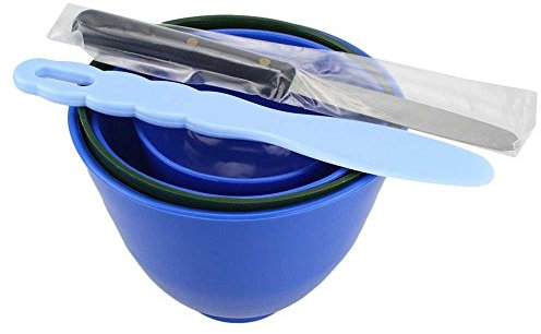 EustomA 4Pcs One Set Silicone Flexible Rubber Plaster Impression Mixed Alginate Bowl Dental Lab Mixing Bowls Blue**G