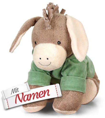 LALALO Sterntaler Kuscheltier Esel mit Namen Bestickt - Emmily & Emmilius, 35 cm, farbiges Plüschtier Stofftier für Baby und Kinder, Geschenk zur Geburt Taufe, Geburtstagsgeschenk
