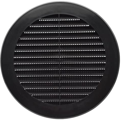 H&C VENT Lüftungsgitter Plastik Abluftgitter - Außengitter mit Insektenschutz - Belüftungsgitter - Luftgitter - Ablufthaube - rundes Kunststoff Luftführungselement (Schwarz, Ø 150 mm)