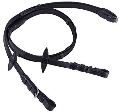 NETPROSHOP Basis Gurtzügel, Zügel mit Lederstegen schwarz Mini Shetty Pony Full, Groesse:Full, Farbe:Schwarz