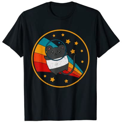 Cute Vintage Band Fancy Mouse Retro Pet Mouse In Space T-Shirt