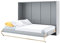 MEBLINI Schrankbett Concept Pro - Wandbett mit Lattenrost - Schrank mit Klappbett - Wandklappbett - Murphy Bed - Bettschrank - CP-04-140x200cm Horizontal - Grau Matt Mit Matratze
