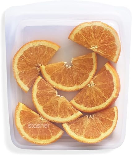 Stasher Bag Premium Silikonbeutel wiederverwendbar für Lebensmittel, Quart Bag, Klar, Dauerhaft, Backofen, spülmaschinen & gefriersicher, Umweltfreundlich, Lunch-Tasche, Leckagefrei, 355ml